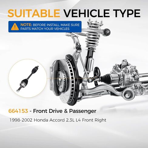 PAROD 664153 CV AXLE ASSEMBLY FIT لعام 1998 1999 2000 2001 2002 Honda Accord 2.3L L4 - جانب الراكب الأيمن الأمامي in Saudi Arabia