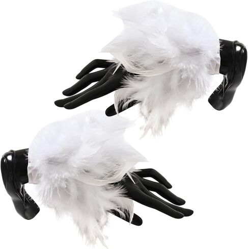 Gothic Feather Gloves Hand Sleeve Sexy Feather Cuffs Bracelet for Halloween Wedding Masquerade Tea Party in Saudi Arabia