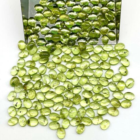100 PCS Peridot Natural 4x3mm Oval Cabochon Loose غير المعالج بالجملة الكثير in Saudi Arabia