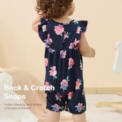 Baby Girls Ruffled Sleeve Rompers Toddler Girls Jumpsuits One-Piece Cotton Outfits in Kuwait