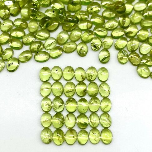 100 PCS Peridot Natural 4x3mm Oval Cabochon Loose غير المعالج بالجملة الكثير in Saudi Arabia