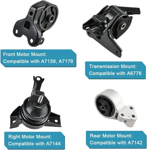 jdmon 4pcs محرك المحرك ونقل مجموعة kound kit استبدال KIA Spectra L4 2.0L 2004 2005 2006 ، Auto Trans متوافق مع A6776 ، A7142 ، A7144 ، A7178،218302f300 ، 219302F500 ، 218102F560 in Saudi Arabia