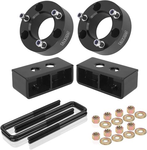 3 Inch Front and 2 Inch Rear Leveling Lift Kits Blocks Compatible with 2004-2022 Ford F150 2WD 4WD, 3" Front and 2" Rear Strut Spacers Suspension Lift Kit Aluminum Block & Extended U-Bolt in Saudi Arabia
