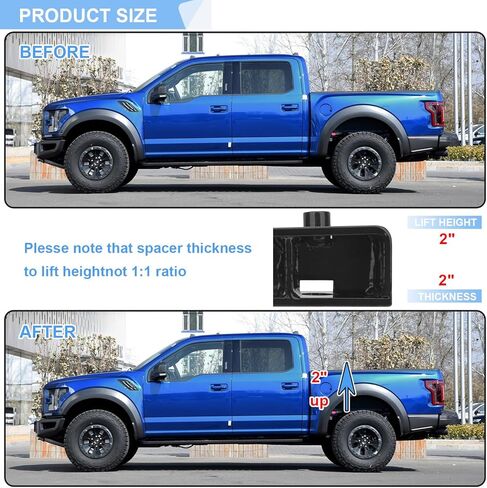 3 Inch Front and 2 Inch Rear Leveling Lift Kits Blocks Compatible with 2004-2022 Ford F150 2WD 4WD, 3" Front and 2" Rear Strut Spacers Suspension Lift Kit Aluminum Block & Extended U-Bolt in Saudi Arabia
