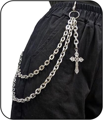 Punk Cross Pants Chain for Women Men Vintage Cross Trouser Chain Gothic Wallet Chains Hip Hop Pocket Chains Halloween Jewelry Costume Accessories in Kuwait