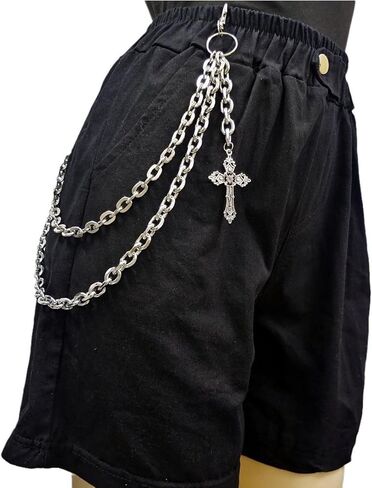 Punk Cross Pants Chain for Women Men Vintage Cross Trouser Chain Gothic Wallet Chains Hip Hop Pocket Chains Halloween Jewelry Costume Accessories in Kuwait