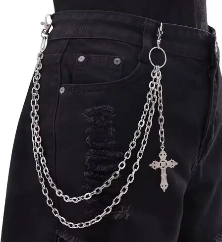 Punk Cross Pants Chain for Women Men Vintage Cross Trouser Chain Gothic Wallet Chains Hip Hop Pocket Chains Halloween Jewelry Costume Accessories in Kuwait