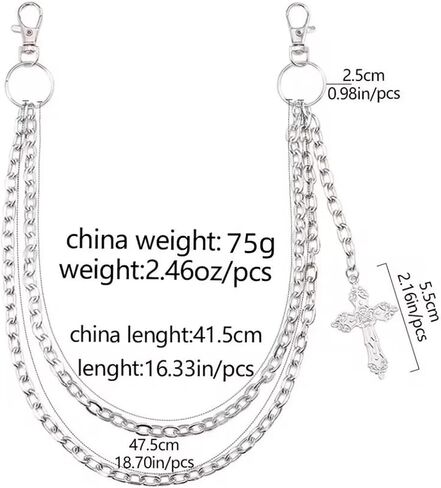 Punk Cross Pants Chain for Women Men Vintage Cross Trouser Chain Gothic Wallet Chains Hip Hop Pocket Chains Halloween Jewelry Costume Accessories in Kuwait
