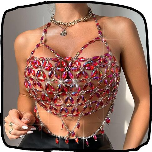 Rhinestone Body Chains Jewelry For Women And Girls Sexy Thorax Chain Bikini Beach Accessories Suitable for a Variety of Carnival scenes in Saudi Arabia