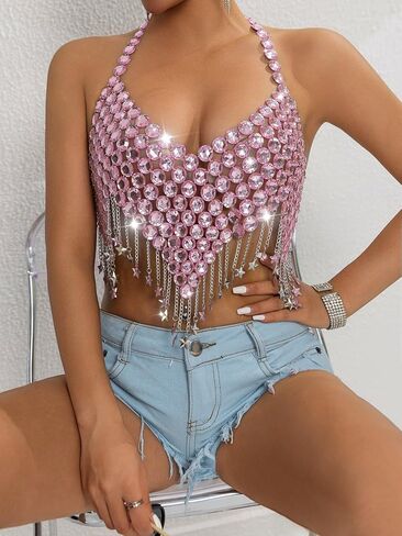 Rhinestone Body Chains Jewelry For Women And Girls Sexy Thorax Chain Bikini Beach Accessories Suitable for a Variety of Carnival scenes in Saudi Arabia