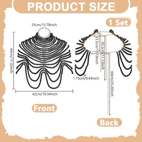 AHANDMAKER Black Pearl Body Chain Bra ، Sexy Body Chain Bra Multi Layer Sterk Chain Stain -deled Bra Bra Chain Bohemian Body Jewelry Bikini chain for Beach Party Party Party Asced in Saudi Arabia