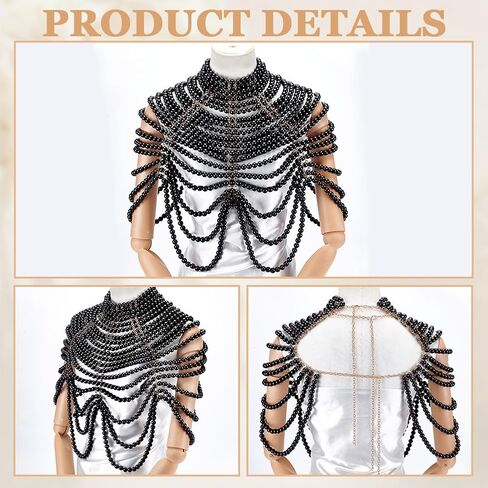 AHANDMAKER Black Pearl Body Chain Bra ، Sexy Body Chain Bra Multi Layer Sterk Chain Stain -deled Bra Bra Chain Bohemian Body Jewelry Bikini chain for Beach Party Party Party Asced in Saudi Arabia