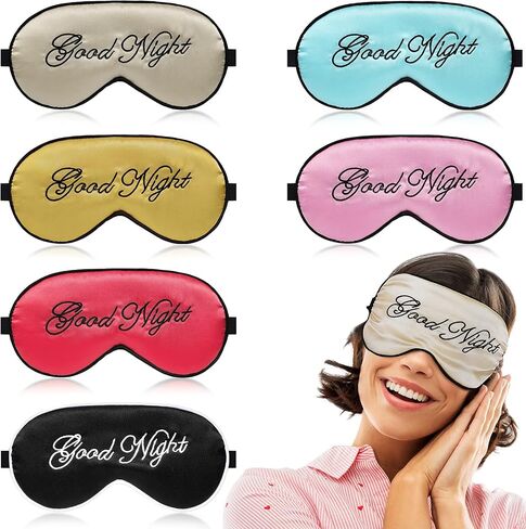 Syhood 6 Pieces Silk Sleep Eye Cover Masks Satin Eye Mask Soft Blindfold Sleeping Mask Adjustable Strap Blinder Night Eyeshade Cover for Women Men Night Travel Nap(Multicolor) in Saudi Arabia