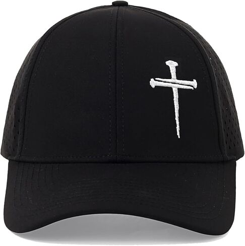 Jesus 3 Nail Cross Hat Christian Religious Gifts for Christma with Embroidered - Adjustable Snapback Baseball Cap in Kuwait