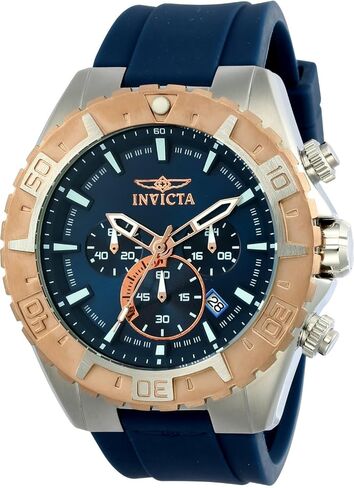 Invicta Men's Aviator Stainless Steel Quartz Watch with Silicone Strap, Blue, 26 (Model: 22523) in Saudi Arabia
