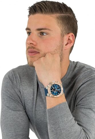 Invicta Men's Aviator Stainless Steel Quartz Watch with Silicone Strap, Blue, 26 (Model: 22523) in Saudi Arabia