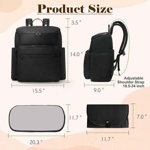 Diaper Bag Backpack, Neoprene Bag Backpack, Large Diaper Backpack with 16 Diaper Bag Organizers, 4 Insulated Pockets, Lighweight Travel Baby Bag with Changing Pad for Mom & Dad, Brown in Saudi Arabia