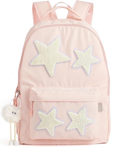 Preppy Backpack with Cute Plush Accessories Star Y2K School Bookbag Girls Aesthetic Backpacks for Kids (Black) in Kuwait