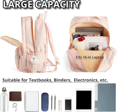 Preppy Backpack with Cute Plush Accessories Star Y2K School Bookbag Girls Aesthetic Backpacks for Kids (Black) in Kuwait