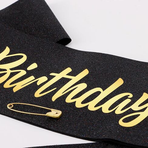 عيد ميلاد Baddie Sash for Women Girls - Black Glitter with Gold Foil Birthday Girl Sash Funder Birthday Party Form in Kuwait