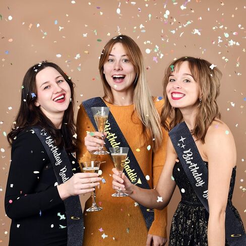 عيد ميلاد Baddie Sash for Women Girls - Black Glitter with Gold Foil Birthday Girl Sash Funder Birthday Party Form in Kuwait