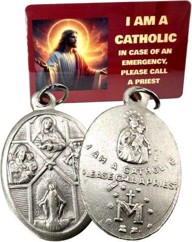 Four Way Medal Set with Act of Contrition I Am Catholic Call A Priest Laminated Holy Card in Saudi Arabia