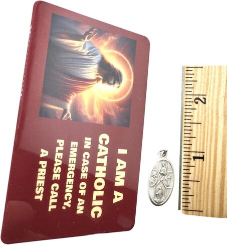 Four Way Medal Set with Act of Contrition I Am Catholic Call A Priest Laminated Holy Card in Saudi Arabia