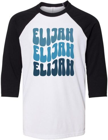 elijah elijah متموجة ثلاثة أرباع راجلان قميص البيسبول شباب in Saudi Arabia
