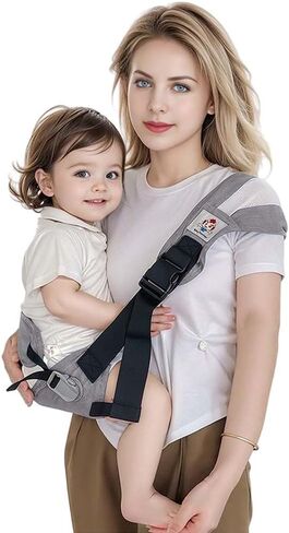 Baby Sling Carrier Toddler Carrier Boys Girls Newborn to Toddler Essentials Safety Non-Slip Baby Half Wrapped Sling Hip Carrier Black in Saudi Arabia