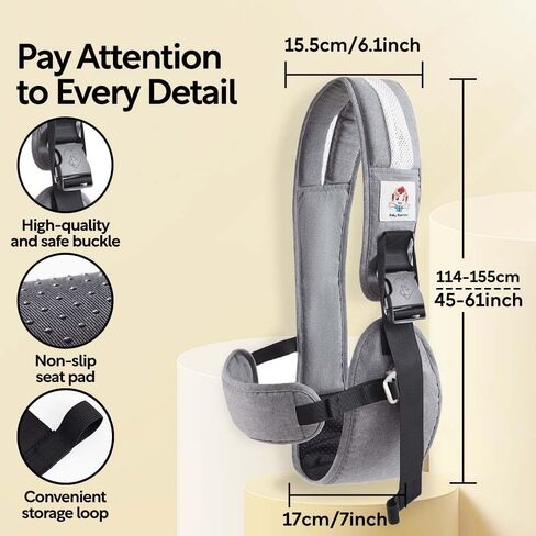 Baby Sling Carrier Toddler Carrier Boys Girls Newborn to Toddler Essentials Safety Non-Slip Baby Half Wrapped Sling Hip Carrier Black in Saudi Arabia