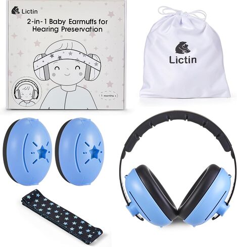 Lictin 2-in-1 Baby Earmuffs Noise Protection, Infant Noise Cancelling Headphones, Star Noise Reduction Earmuffs for Babies in Kuwait