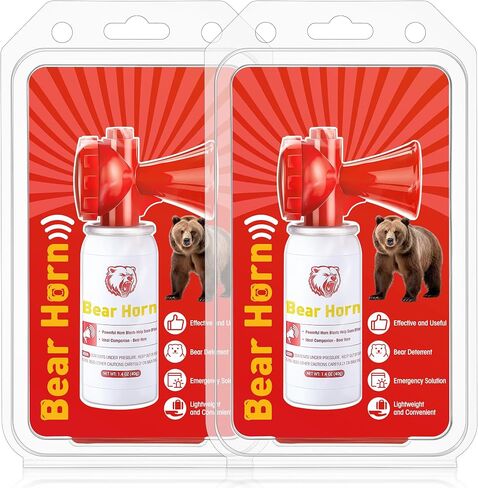 2 Pack Bear Horn to Scare Bears 1.4oz, Very Loud 120dB Bear Air Horns for Safety for Hiking, Heard Up to 1/2 Mile Away, Bear Spray Self Defense, Blow Horn to Scare Wild Animals, Bear Alarm in Saudi Arabia