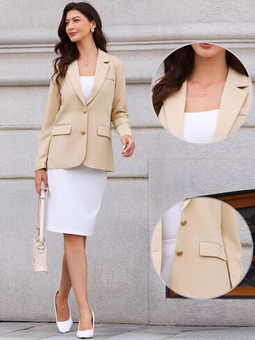 Allegra K Business Office Blazer for Women's Notched Lapel Long Sleeve Single Breasted Work Suit Jackets in Saudi Arabia