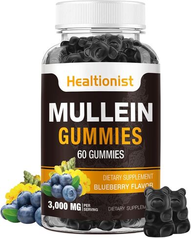 1 حزمة السكر خالية من mullein gummies - تطهير الرئة ، ملحق mullein 3000 ملغ من أجل الجهاز التنفسي ، mullein العضوية القطر in Kuwait