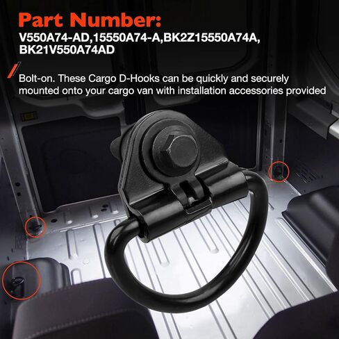 6pcs Cargo D-Hooks متوافقة مع 2015-2023 Ford Transit 150 250 350 ربط الشحن الخلفي لأسفل Hook استبدال BK21V550A74AD ، V550A74-AD in Kuwait