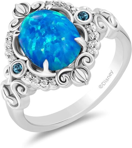 Jewelili Enchanted Disney Fine Jewelry Sterling Silver with 1/20 Cttw Diamond Cinderella Ring in Saudi Arabia