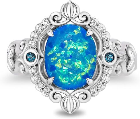 Jewelili Enchanted Disney Fine Jewelry Sterling Silver with 1/20 Cttw Diamond Cinderella Ring in Saudi Arabia