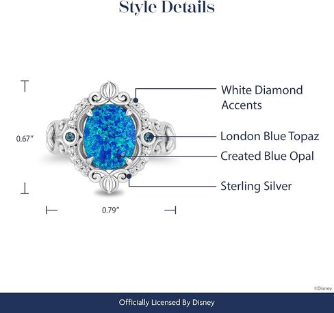 Jewelili Enchanted Disney Fine Jewelry Sterling Silver with 1/20 Cttw Diamond Cinderella Ring in Saudi Arabia