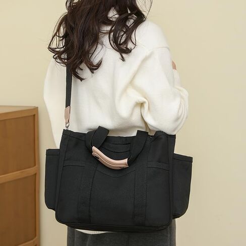 حقيبة حمل Canvas Crossbody مع جيوب متعددة للنساء تعمل حقائب اليد الكبيرة حقيبة الكتف حقيبة رسول حقيبة سفر in Kuwait