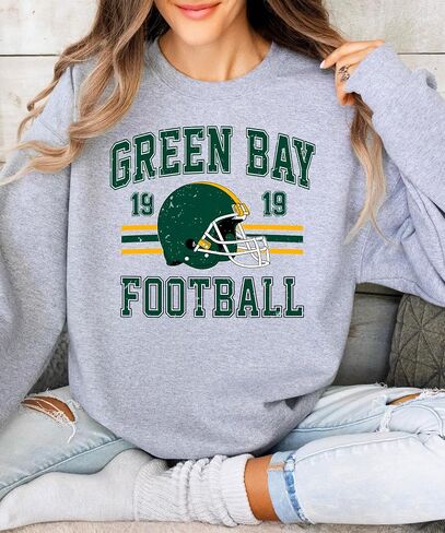 Olive Loves Apple Vintage Green Bay 1919 Football Sweatshirt for Men Women and Kids Distressed Game Day Pullover in Saudi Arabia
