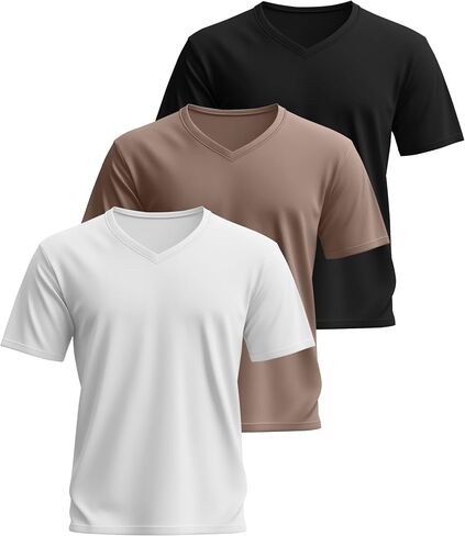 Ficerd 3 Pack Cotton Men's Cotton نصف الأكمام قمصان M-7XL العادية والطول V طويل القامة V منحنى تنحنح in Saudi Arabia