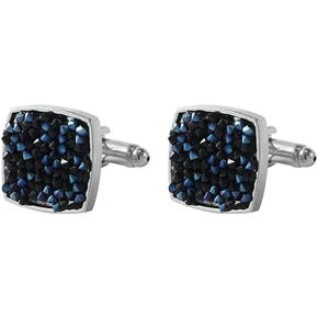 V & L Blue Crystal Corrugated Cuff links – Corrugated Unique Sparkling Luxury Gem Stone Cufflinks for men in Square - Perfect for Wedding, Formal, Suit, Business and Groom Cufflink in Saudi Arabia