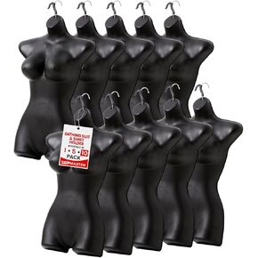Female Bathing Suit Holder - Durable Female Mannequin Torso, Lightweight and Portable Half Body Shirt Holder with Hanging Hook, Female Mannequin for Shirt and Swimwear, Black, Pack of 5 in Saudi Arabia