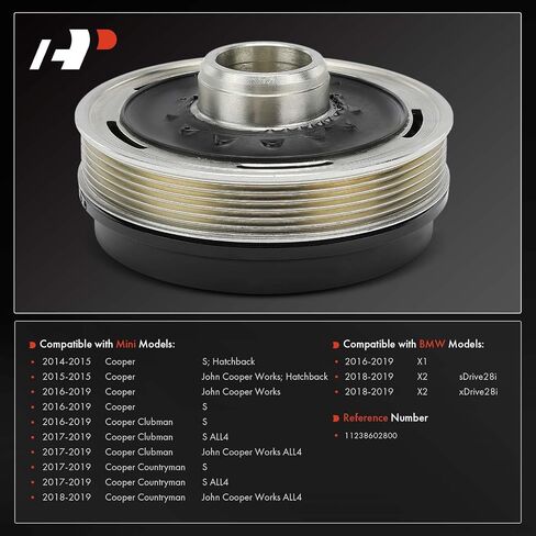 A-Premium Engine Harmonic Balancer Pulley Culley متوافق مع BMW X1 2016-2019 ، X2 2018-2019 & Mini Cooper 2014-2019 ، Cooper Clubman Countryman in Saudi Arabia
