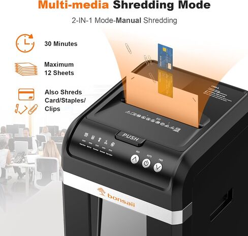 Bonsaii 100 Sheets Auto Feed Paper Shredder, Micro-Cut Shredders for Home Office Use, 10 Minutes Heavy Duty Shredder / 4.2 Gallons/Security Level P-4 (C231-D) in Kuwait