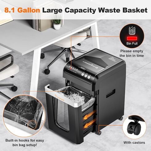 Bonsaii 100 Sheets Auto Feed Paper Shredder, Micro-Cut Shredders for Home Office Use, 10 Minutes Heavy Duty Shredder / 4.2 Gallons/Security Level P-4 (C231-D) in Kuwait