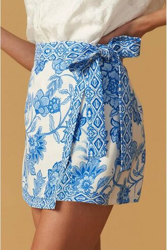 Womens Floral Wrap Short Skirt Casual Summer Flowers Knot Side High Waist A Line Beach Vacation Mini Skirt in Saudi Arabia
