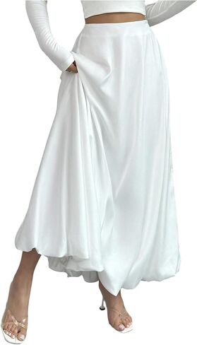 GORGLITTER Women's Flowy Ruffle Maxi Skirt High Waisted Elegant Going Out A Line Skirts in Saudi Arabia