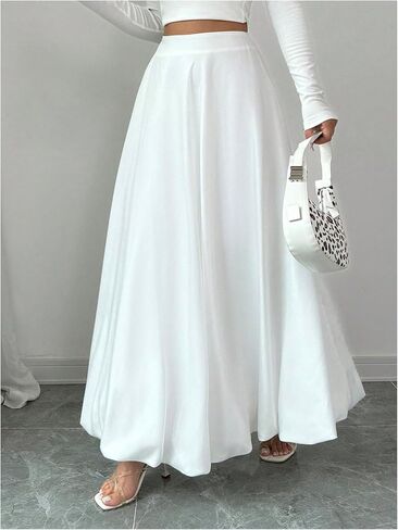 GORGLITTER Women's Flowy Ruffle Maxi Skirt High Waisted Elegant Going Out A Line Skirts in Saudi Arabia