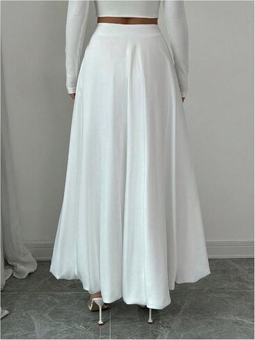 GORGLITTER Women's Flowy Ruffle Maxi Skirt High Waisted Elegant Going Out A Line Skirts in Saudi Arabia